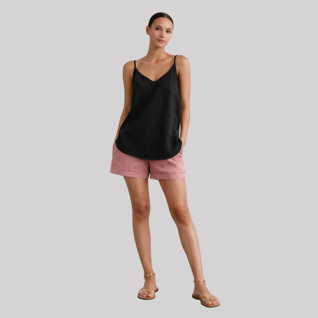Linen Spring Top | Women's Tank Top with Spaghetti Straps | Relaxed Fit for Effortless Style