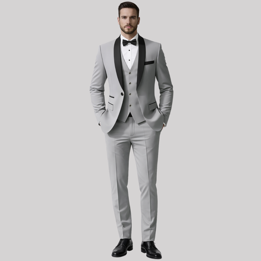Elegant Men's Suit | Tailored Three-Piece Wedding Suit with Shawl Lapel | Perfect for Summer Weddings