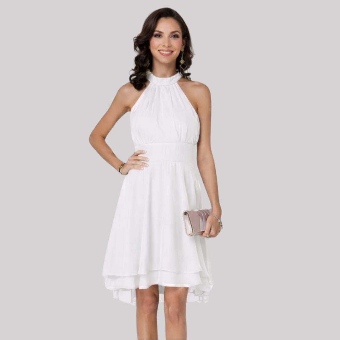 Elegant Collection | Women's Dress with Ruffle Hem & Halter Neck | Perfect for Summer Cocktails