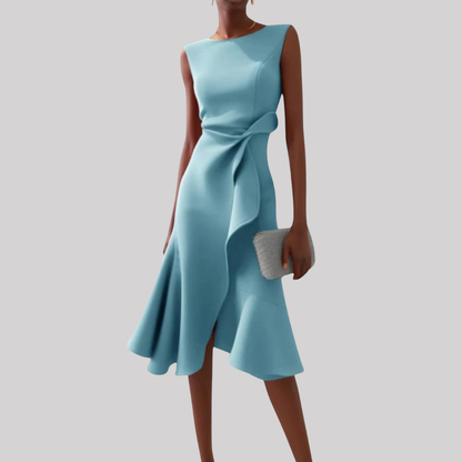 Sheila | Women's Midi Dress with Asymmetric Draped Design | Elegant Look for Any Occasion