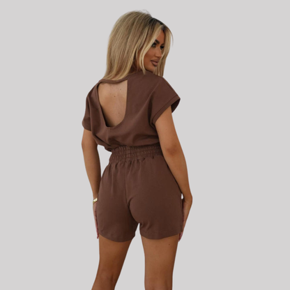 Chic Lounge Set | Women's Loungewear Set with Relaxed-Fit Top & Drawstring Shorts for Everyday Comfort
