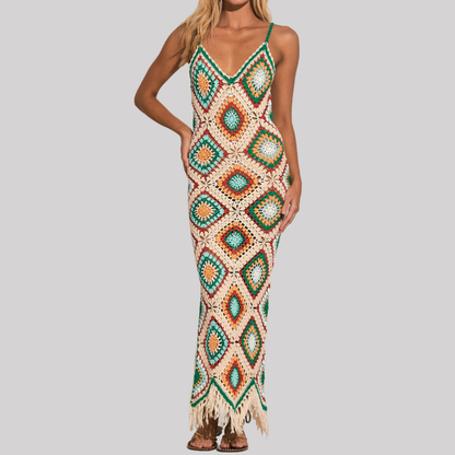 Elegant Crochet Maxi Dress | Women's Summer Dress with Flowy Fit for Effortless Style