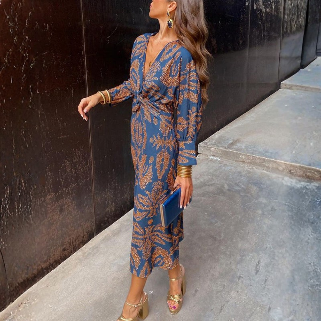 Elsie Collection | Women's A-Line Maxi Dress with Wrap Neckline | Elegant Summer Style for Wedding Guests