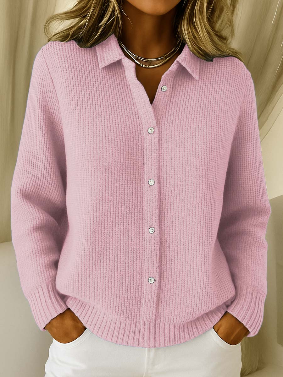 Women's Collared Sweater with Full Button-Front Closure 3