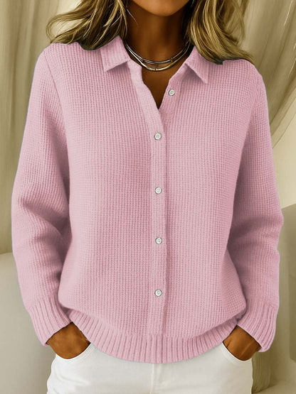 Women's Collared Sweater with Full Button-Front Closure 3