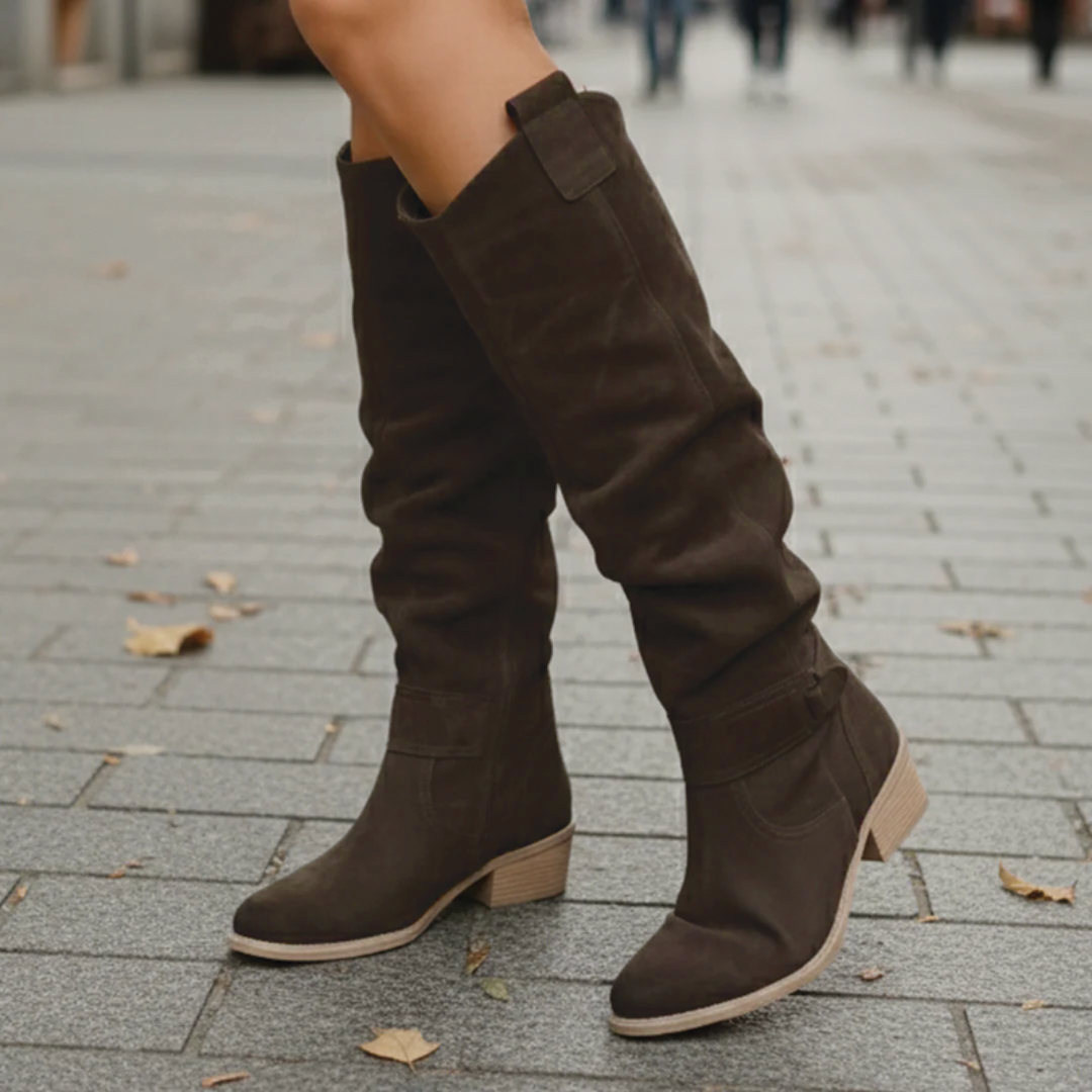 Sadie Collection | Brown Knee High Boots with All-Day Cushioning | Stylish Footwear for Women