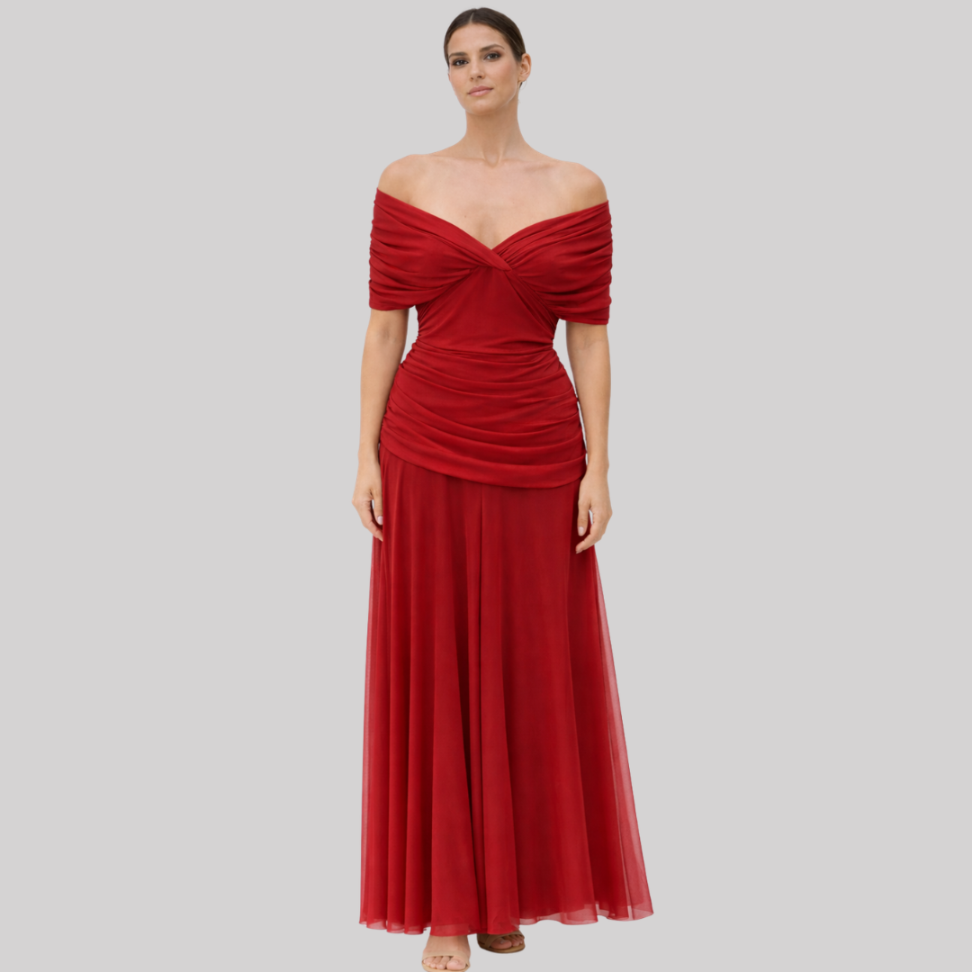 Elegant Collection | Women's Dress with Off-Shoulder Pleated Design | Lightweight Summer Style for Effortless Chic