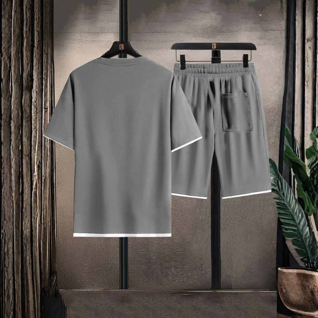 Lounge Comfort | Men's Waffle Knit Lounge Set with Relaxed Fit | Breathable Fabric for Casual Comfort