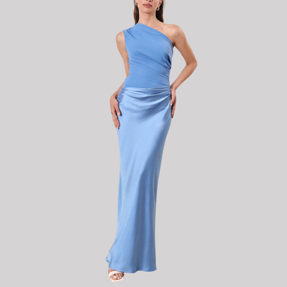 Elegant One Shoulder Maxi Dress with Pleated Design | Timeless Long Dress for Women