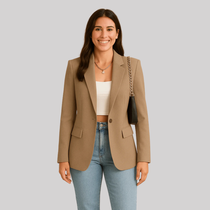 Sophia Collection | Women's Black Blazer with Tailored Fit & Single Button Closure | Elegant Styling for Every Occasion