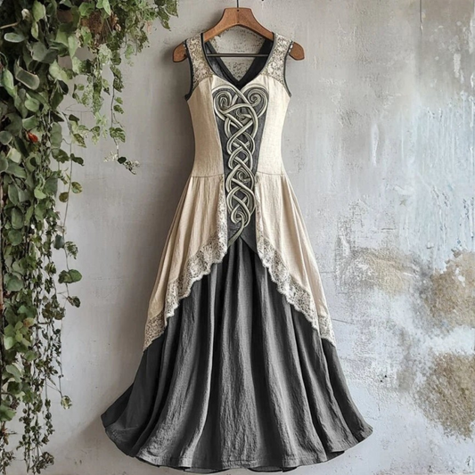 Celtic Knot Art | Women's Summer Dress with Vintage Floral Design | Elegant Tank Style for Effortless Chic