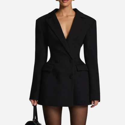 Chic Mini Dress | Women's Dress with Deep Lapel Collar | Elegant Design for Any Occasion