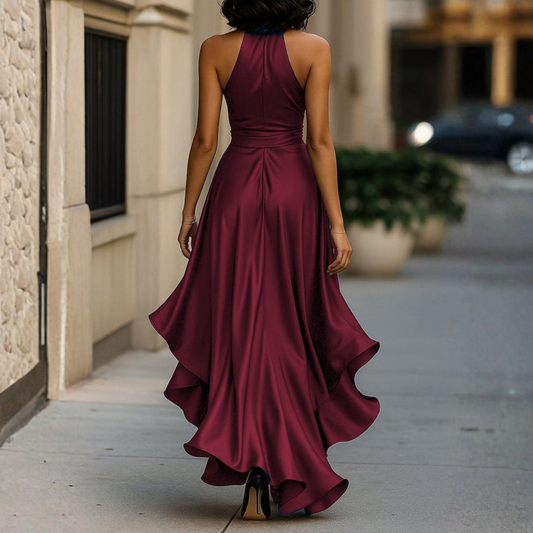 Midnight Elegance | Evening Gown with Ruffle Hemline for Sophisticated Events