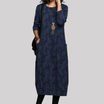 Chic Floral Midi Dress | Soft Cotton Blend with Pockets for Effortless Style