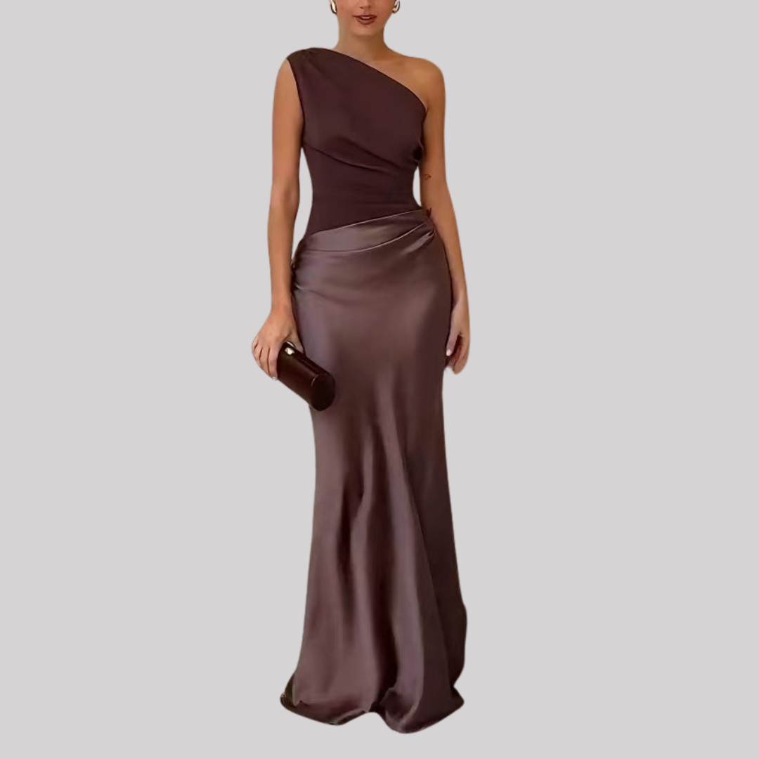 Elegant One Shoulder Maxi Dress with Pleated Design | Timeless Long Dress for Women