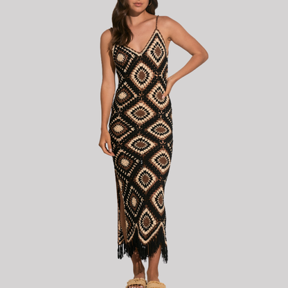 Elegant Crochet Maxi Dress | Women's Summer Dress with Flowy Fit for Effortless Style