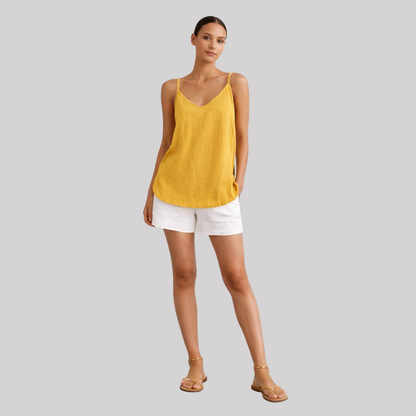 Linen Spring Top | Women's Tank Top with Spaghetti Straps | Relaxed Fit for Effortless Style
