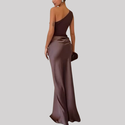 Elegant One Shoulder Maxi Dress with Pleated Design | Timeless Long Dress for Women