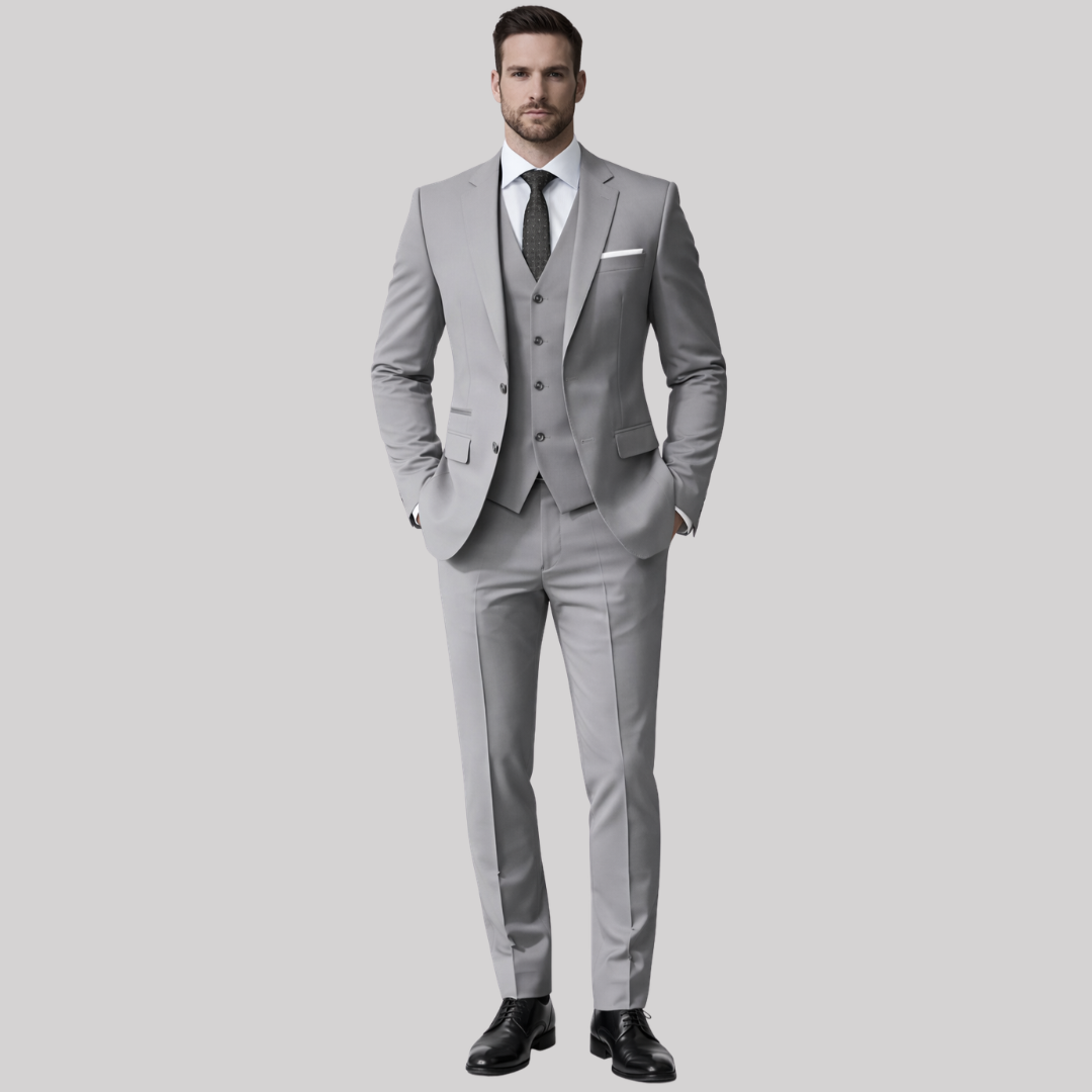Elegant Men's Suit | Tailored Three-Piece Wedding Suit with Shawl Lapel | Perfect for Summer Weddings