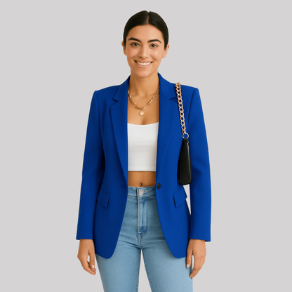 Sophia Collection | Women's Black Blazer with Tailored Fit & Single Button Closure | Elegant Styling for Every Occasion