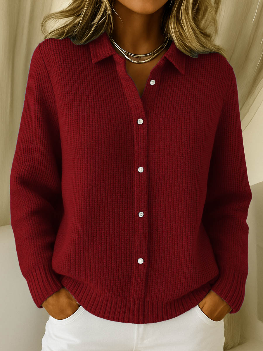 Women's Collared Sweater with Full Button-Front Closure 4