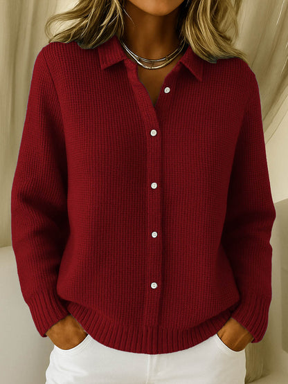 Women's Collared Sweater with Full Button-Front Closure 4