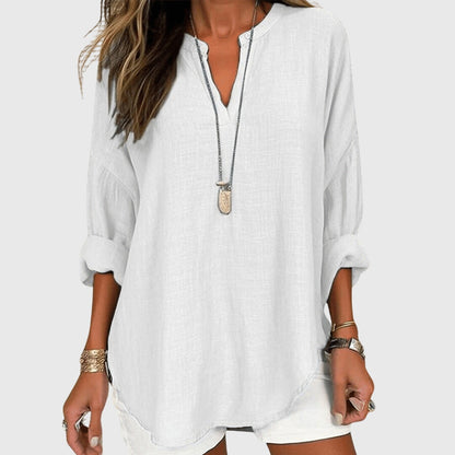 Flowy Elegant Beach Shirt for Women — Long Sleeve Relaxed Fit 2
