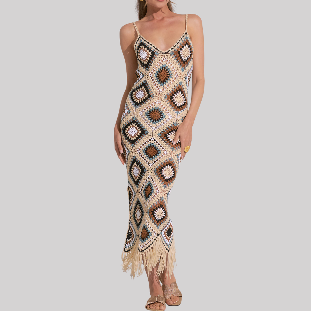 Elegant Crochet Maxi Dress | Women's Summer Dress with Flowy Fit for Effortless Style