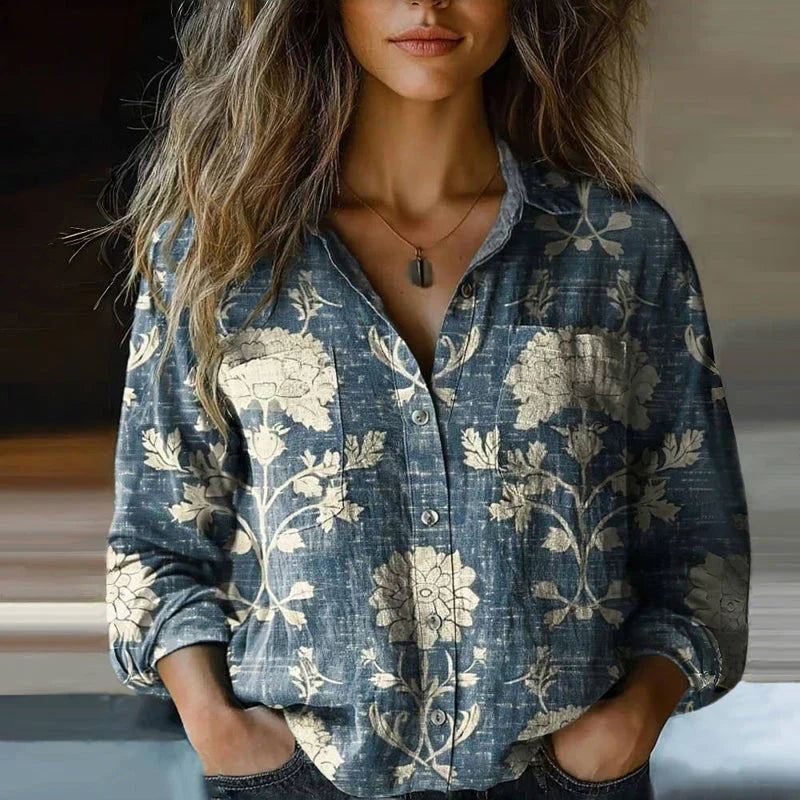 Bohemian Pattern Vintage Blouse — Relaxed Flare Sleeve 3