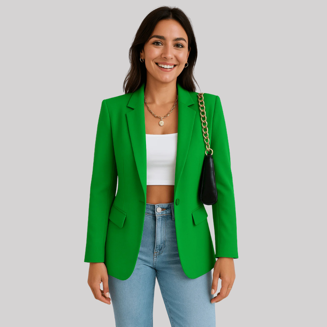 Sophia Collection | Women's Black Blazer with Tailored Fit & Single Button Closure | Elegant Styling for Every Occasion