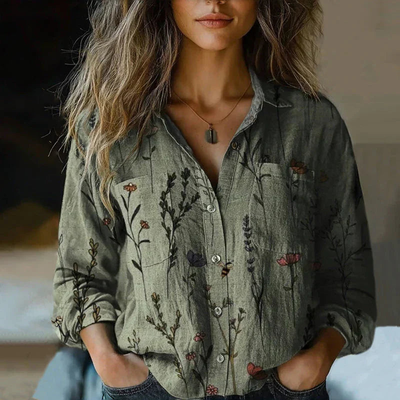 Bohemian Pattern Vintage Blouse — Relaxed Flare Sleeve 2