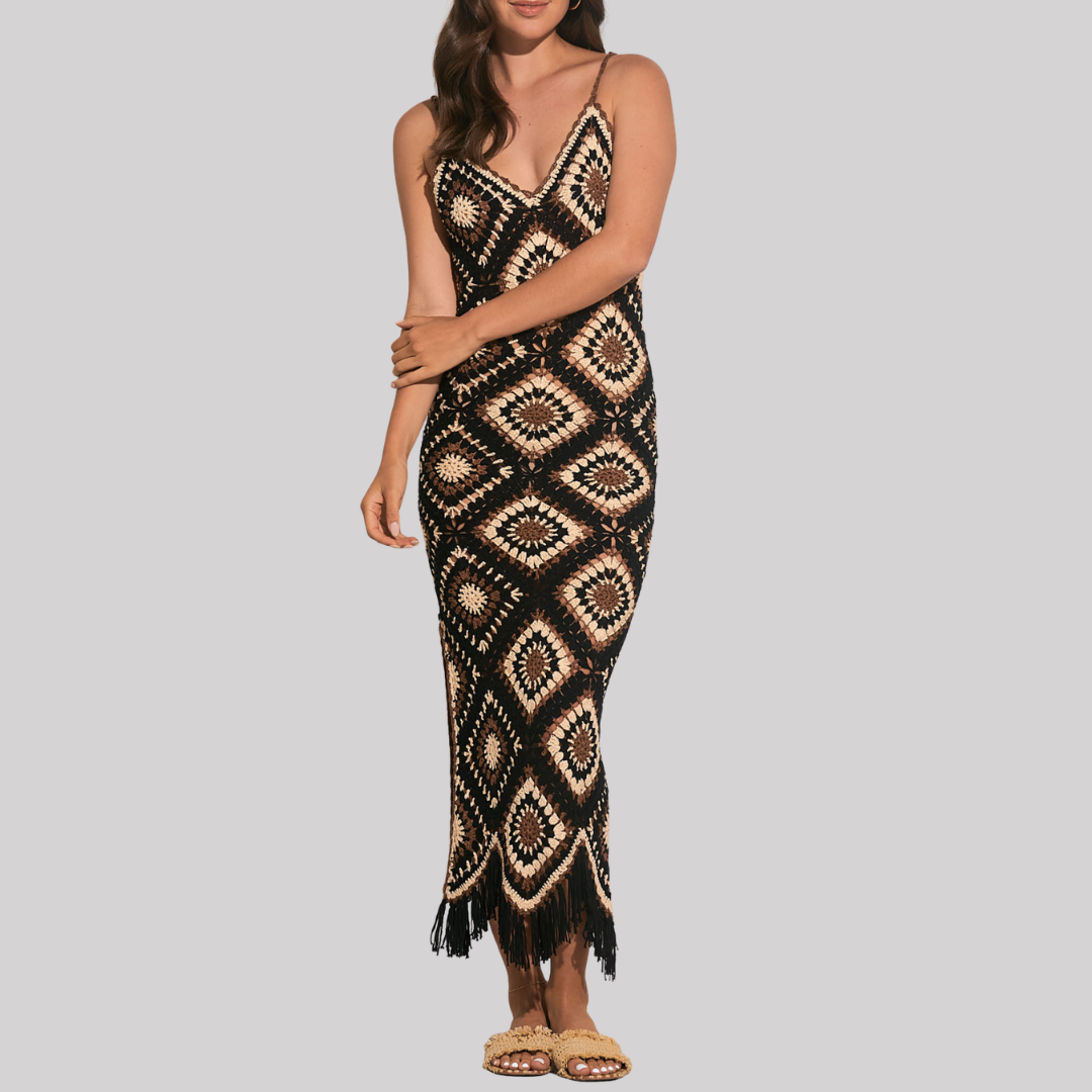Elegant Crochet Maxi Dress | Women's Summer Dress with Flowy Fit for Effortless Style