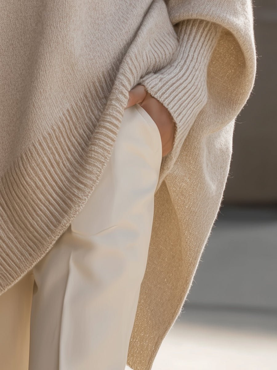 Oversized Wool Blend Sweater — Asymmetrical Hem & Drop Shoulders 5