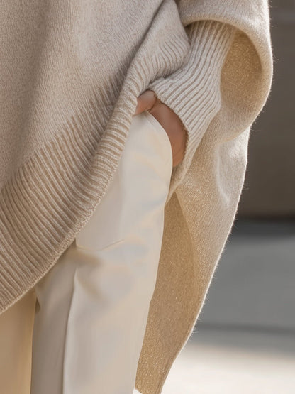 Oversized Wool Blend Sweater — Asymmetrical Hem & Drop Shoulders 5