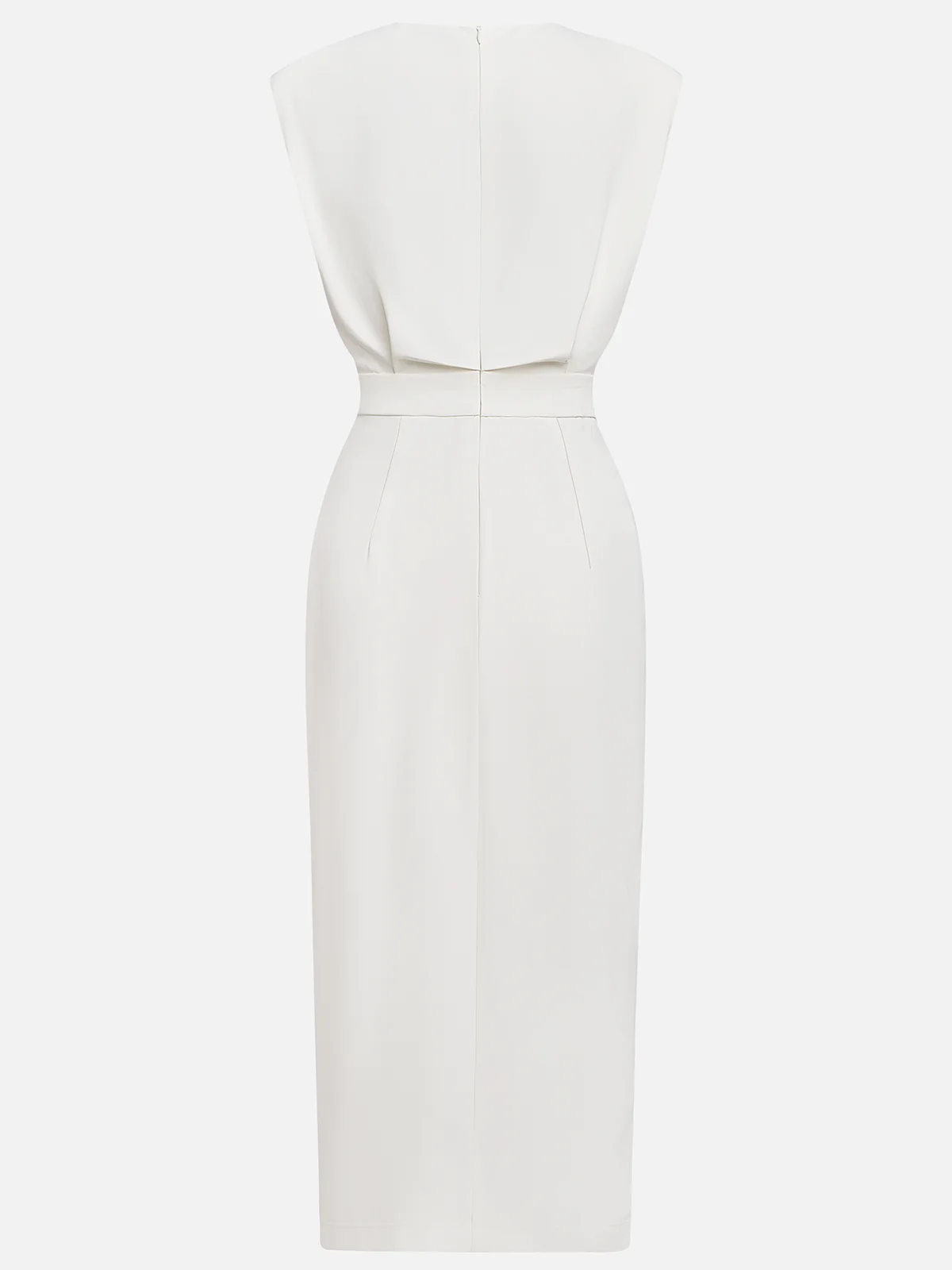 Sleeveless Midi Dress with Side Button Detail & Front Slit 13