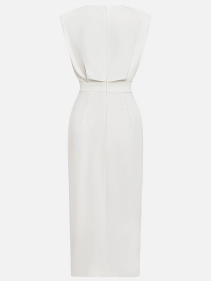 Sleeveless Midi Dress with Side Button Detail & Front Slit 13