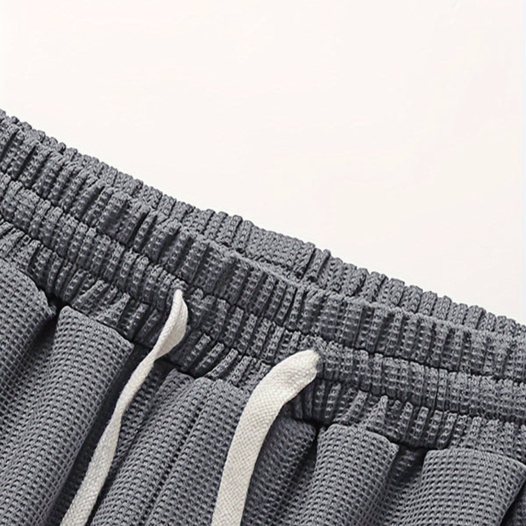 Lounge Comfort | Men's Waffle Knit Lounge Set with Relaxed Fit | Breathable Fabric for Casual Comfort