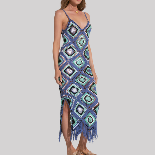 Elegant Crochet Maxi Dress | Women's Summer Dress with Flowy Fit for Effortless Style