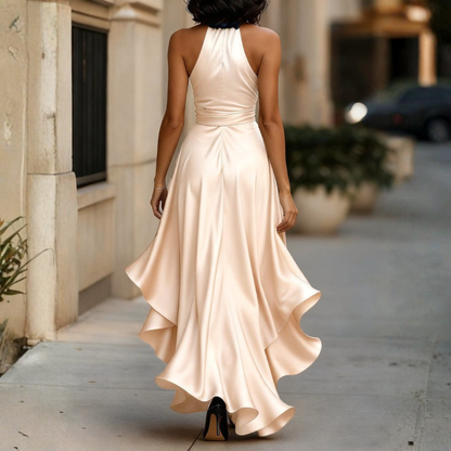 Midnight Elegance | Evening Gown with Ruffle Hemline for Sophisticated Events