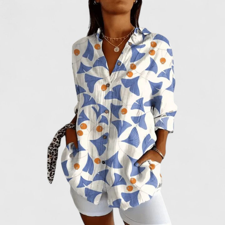 Adele Collection | Women's Floral Button-Up Blouse with Lightweight Comfort | Versatile Style for Everyday Elegance