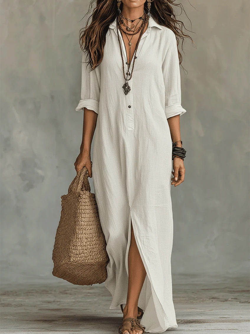 Alessandra | Women's Relaxed Maxi Shirt Dress with Button-Front Design | Effortless Style for Summer Elegance