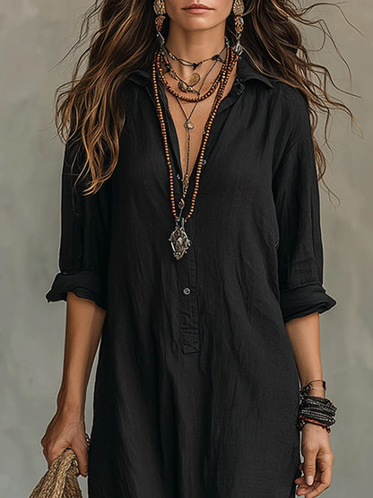 Alessandra | Women's Relaxed Maxi Shirt Dress with Button-Front Design | Effortless Style for Summer Elegance