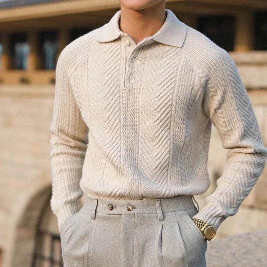 Andreas Vela | Long Sleeve Polo Shirt with Distinct Pattern | Versatile Slim Fit for Any Occasion