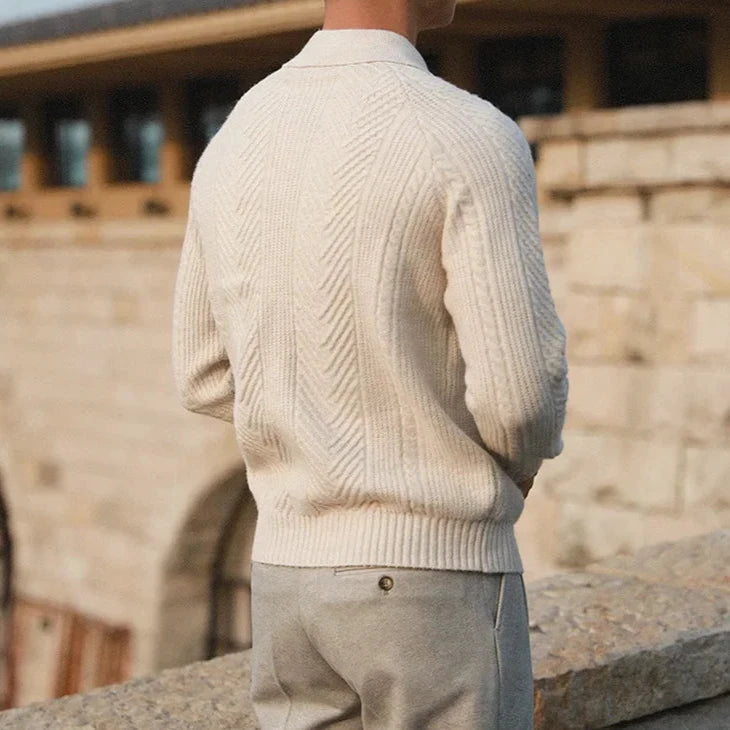 Andreas Vela | Long Sleeve Polo Shirt with Distinct Pattern | Versatile Slim Fit for Any Occasion