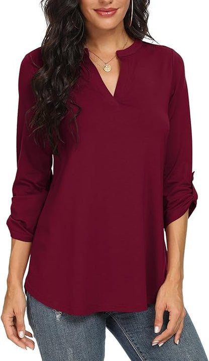 Aria Collection | Women's Chiffon Bell Sleeve Blouse with Elegant Drape | Versatile Top for Refined Occasions