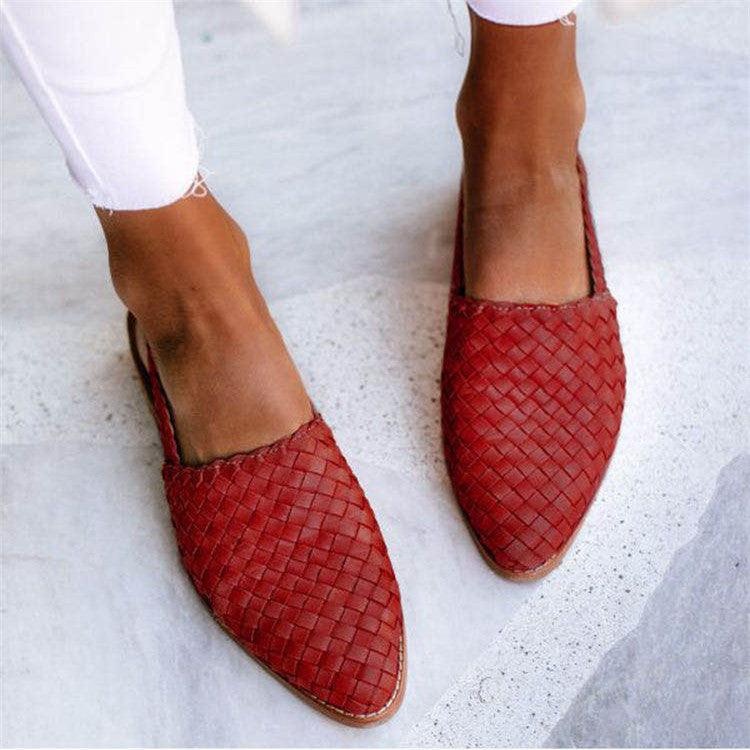 Artisan Collection | Women's Leather Moccasins with Braided Detail | Adjustable Ankle Strap for Comfort and Style