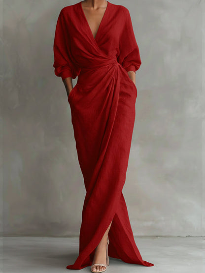 Aspen Collection | Floral Maxi Dress with Draped Wrap Design | Effortless Elegance for Women
