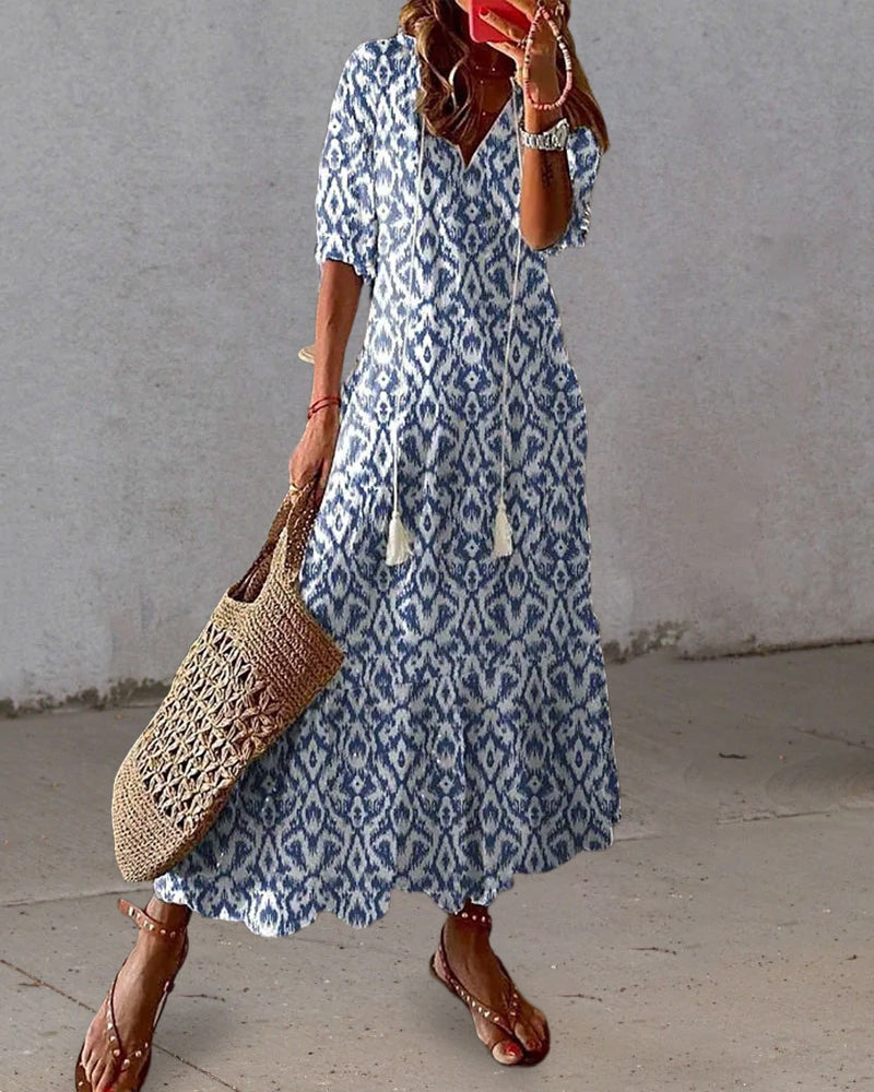 Beatrice | Women's Maxi Dress with Tiered Hem & V-Neckline | Effortless Summer Style for Warm Days