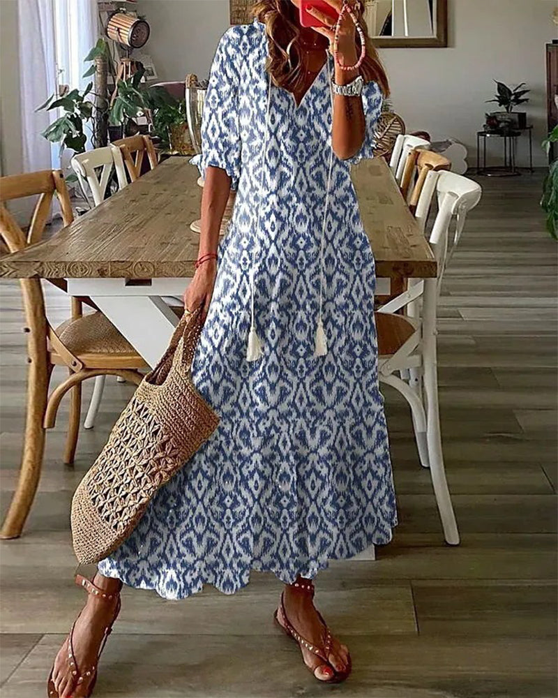 Beatrice | Women's Maxi Dress with Tiered Hem & V-Neckline | Effortless Summer Style for Warm Days
