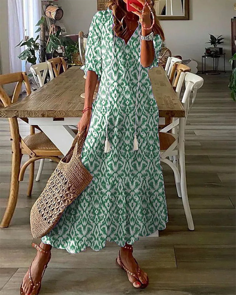 Beatrice | Women's Maxi Dress with Tiered Hem & V-Neckline | Effortless Summer Style for Warm Days